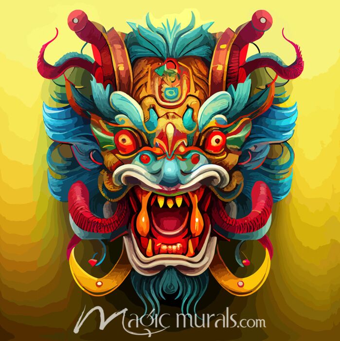 Chinese Dragon Mask 3592 Wallpaper Wall Mural