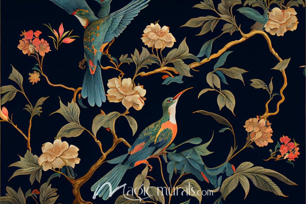 Colorful Flowers and Birds 7194 Wallpaper Wall Mural