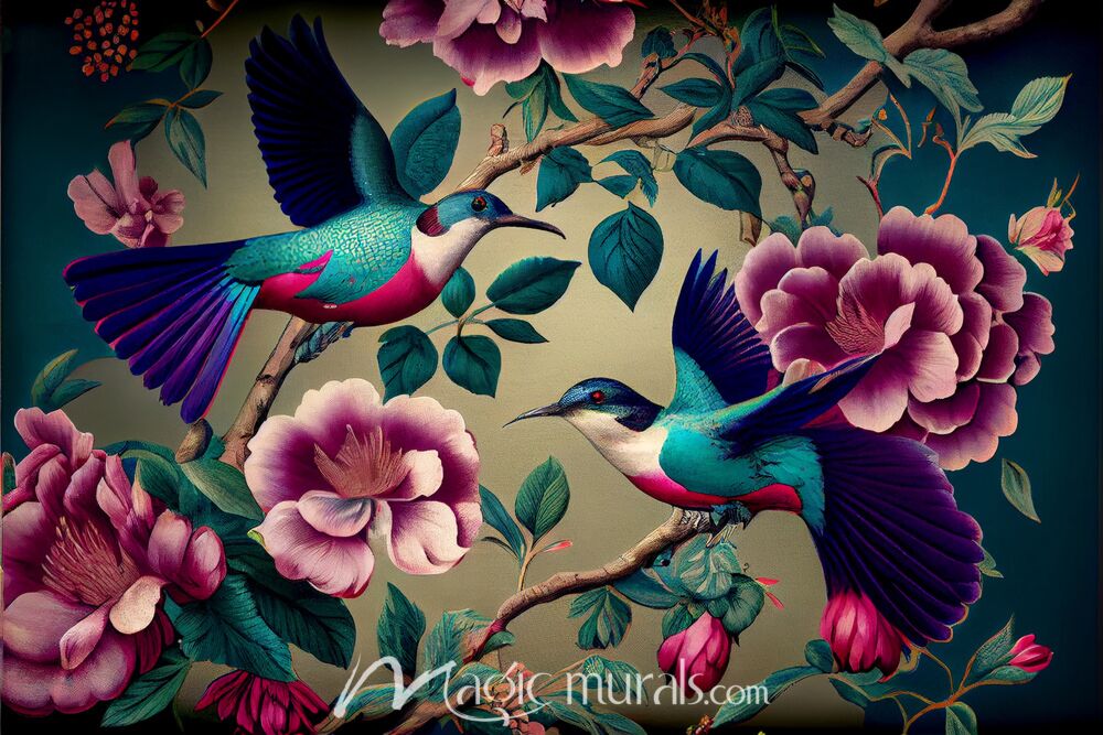 Colorful Flowers and Birds 7336 Wallpaper Wall Mural