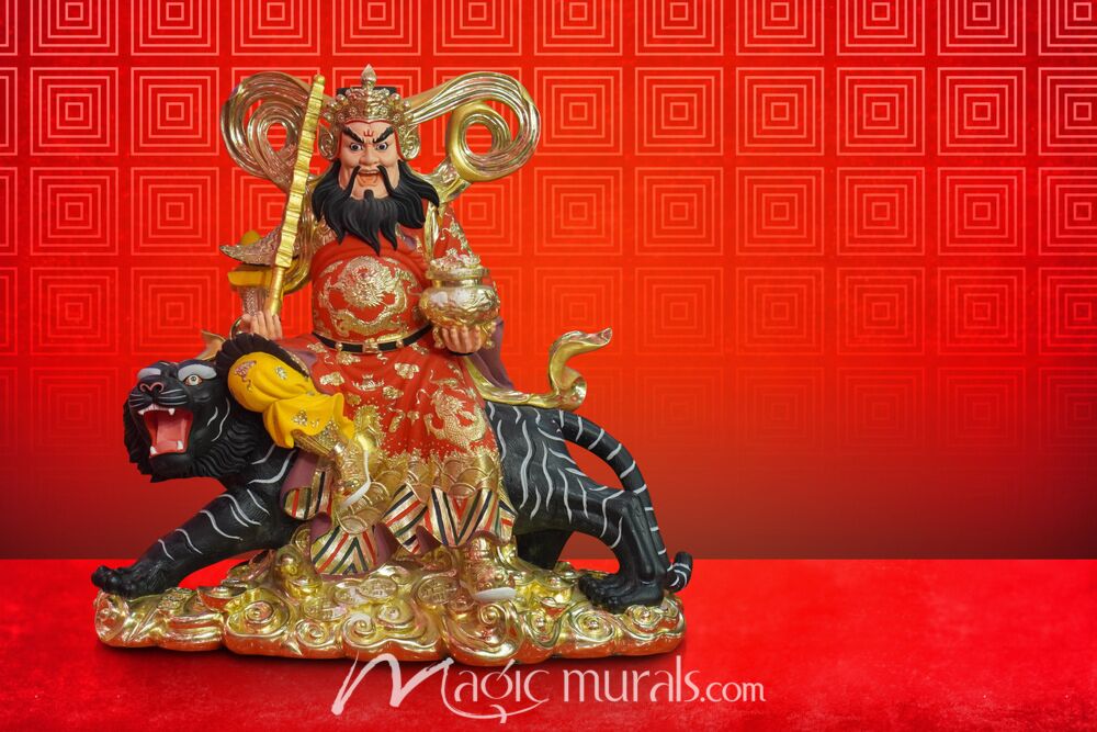 Chinese God on Tiger Wallpaper Wall Mural