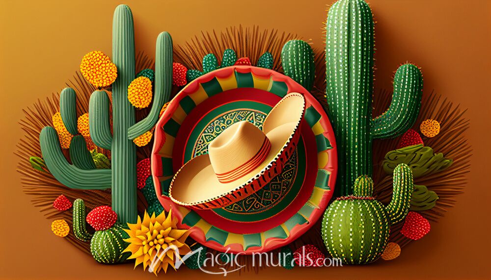 Sombrero Cactus 2716 Wallpaper Wall Mural