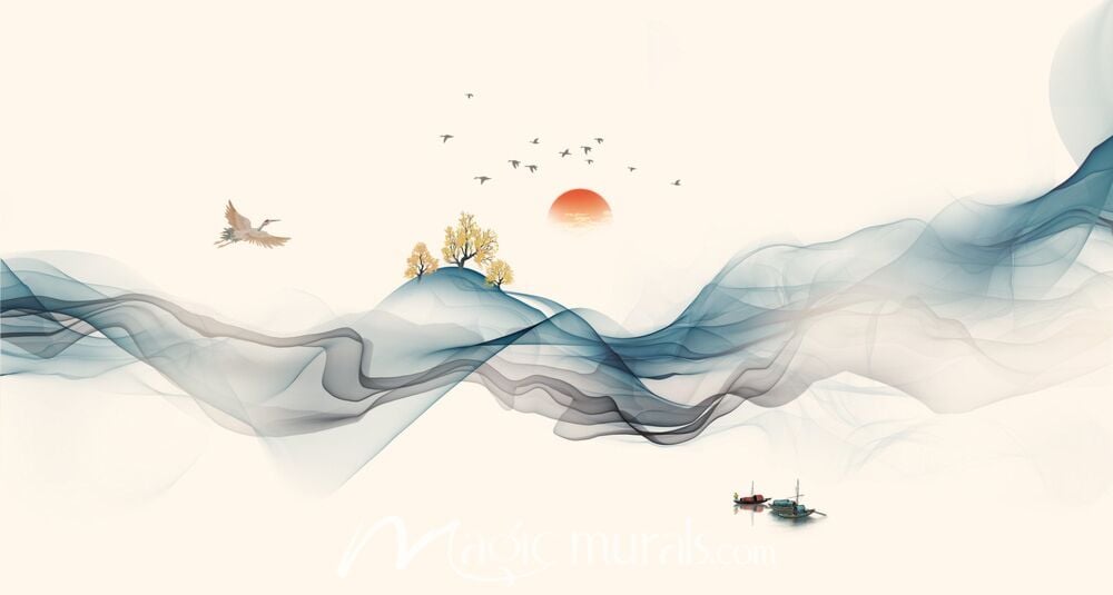 Modern Abstract Chinese Ink Wash Landscape 3521 Wallpaper Wall Mural