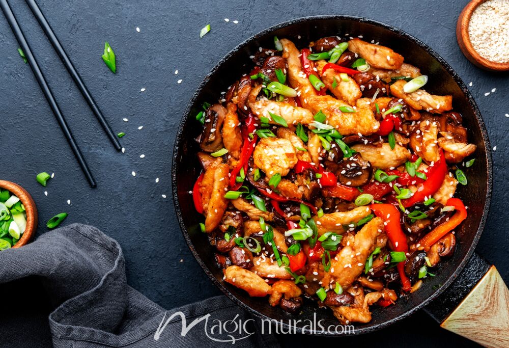 Stir Fried Chicken Wallpaper Wall Mural