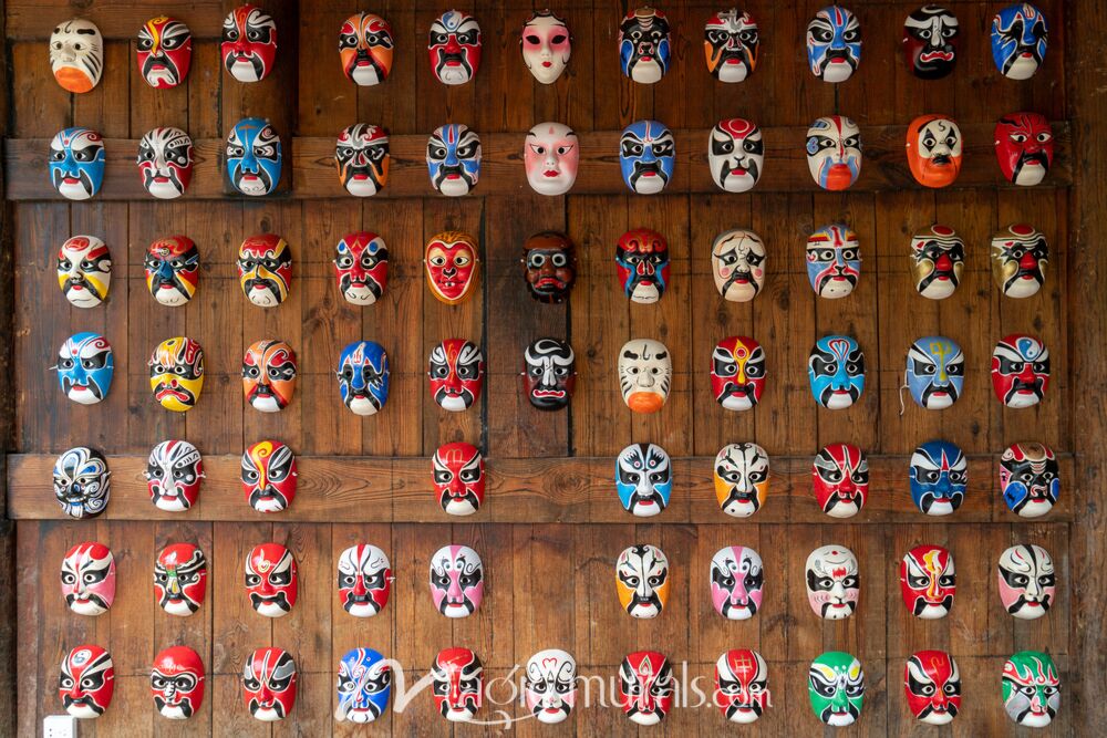 Theatrical Chinese Masks 7570 Wallpaper Wall Mural