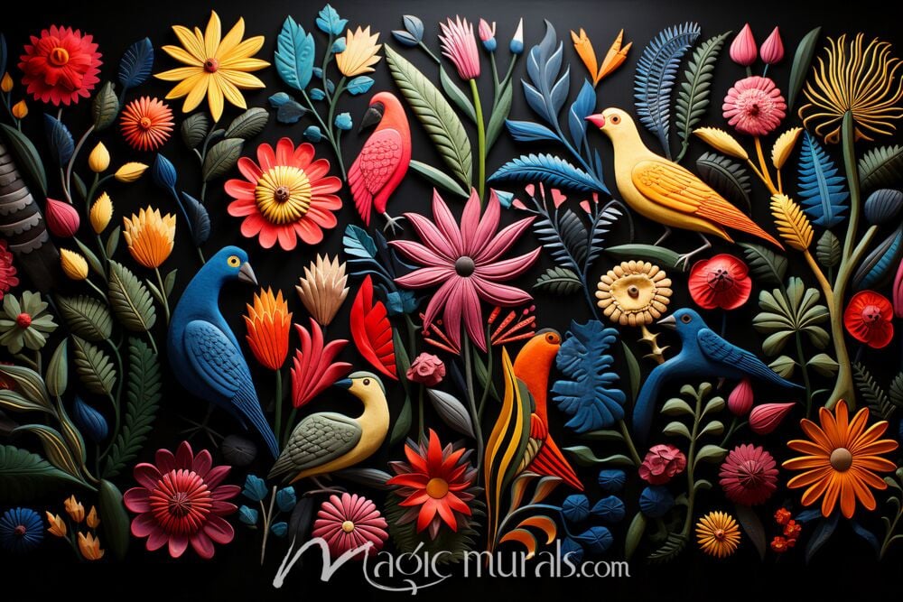 Embroidered Birds 5957 Wallpaper Wall Mural