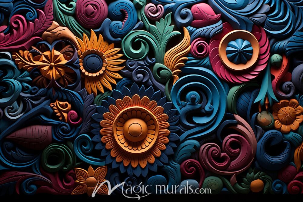 Embroidered Flowers 3018 Wallpaper Wall Mural