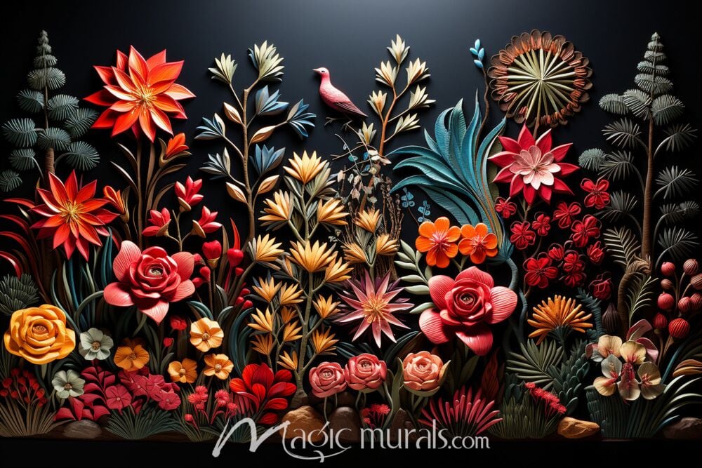 Embroidered Flowers 3695 Wallpaper Wall Mural