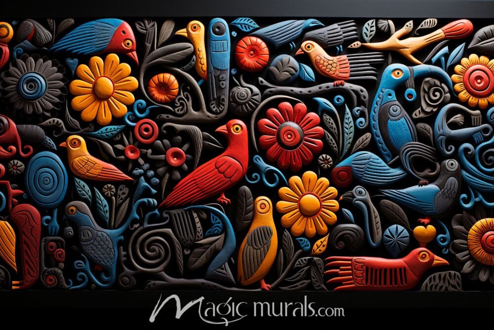 Embroidered Birds 4915 Wallpaper Wall Mural