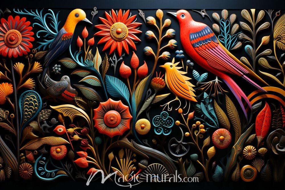 Embroidered Birds 5050 Wallpaper Wall Mural