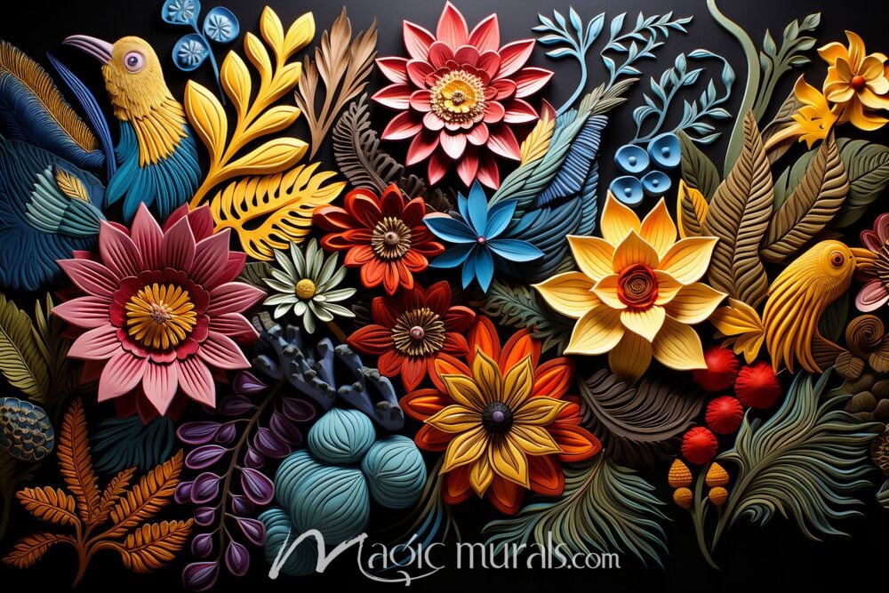 Embroidered Flowers 5069 Wallpaper Wall Mural