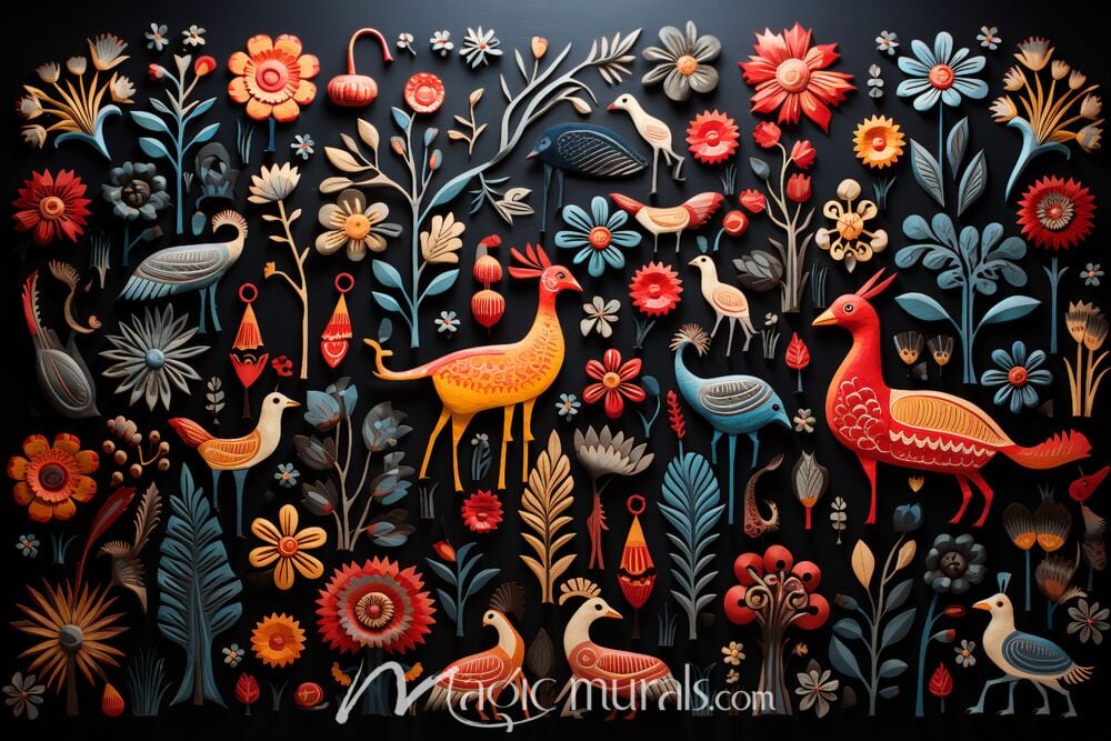 Embroidered Animals 4489 Wallpaper Wall Mural