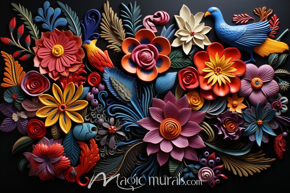 Embroidered Flowers 6903 Wallpaper Wall Mural