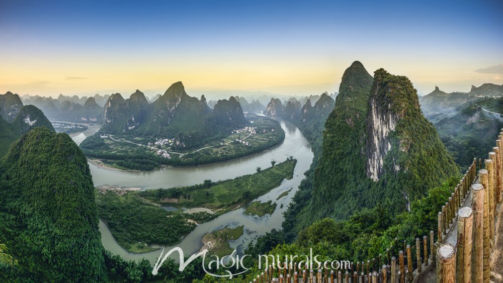 Xingping Landscape at Li River and Karst Mountains Wallpaper Wall Mural