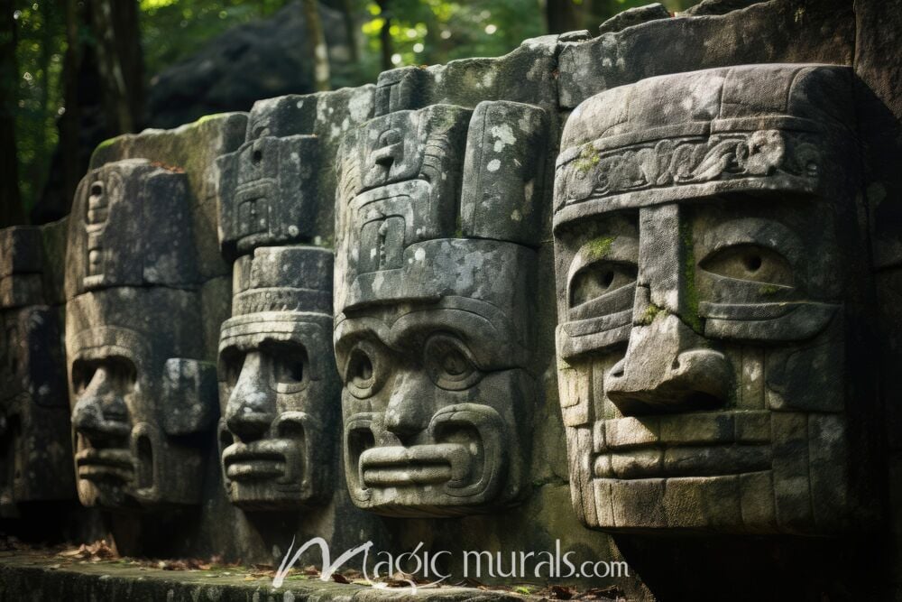 Olmec Heads at La Venta 1934 Wallpaper Wall Mural