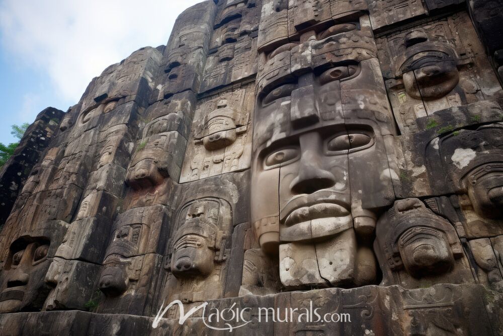 Olmec Wall of Faces 1947 Wallpaper Wall Mural