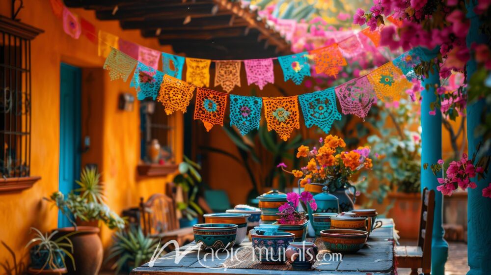 Mexican Courtyard Fiesta 3496 Wallpaper Wall Mural