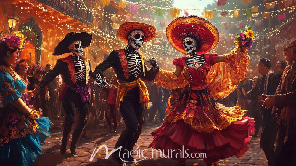 Dia de los Muertos Dancers 9647 Wallpaper Wall Mural