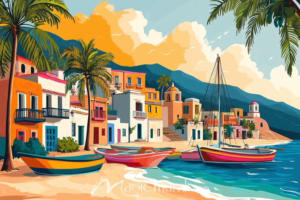 Mexican Fishing Village 0774 Wallpaper Wall Mural