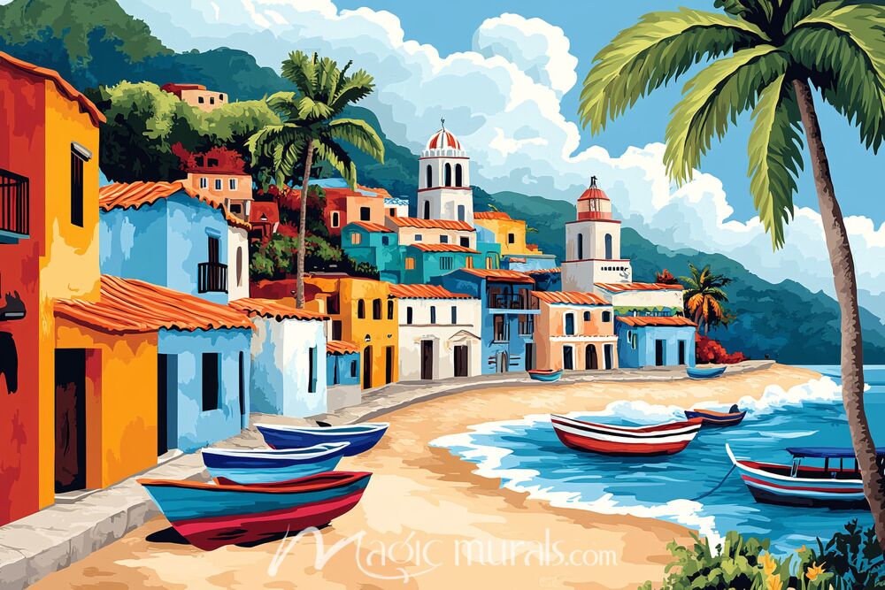 Mexican Fishing Village 0830 Wallpaper Wall Mural