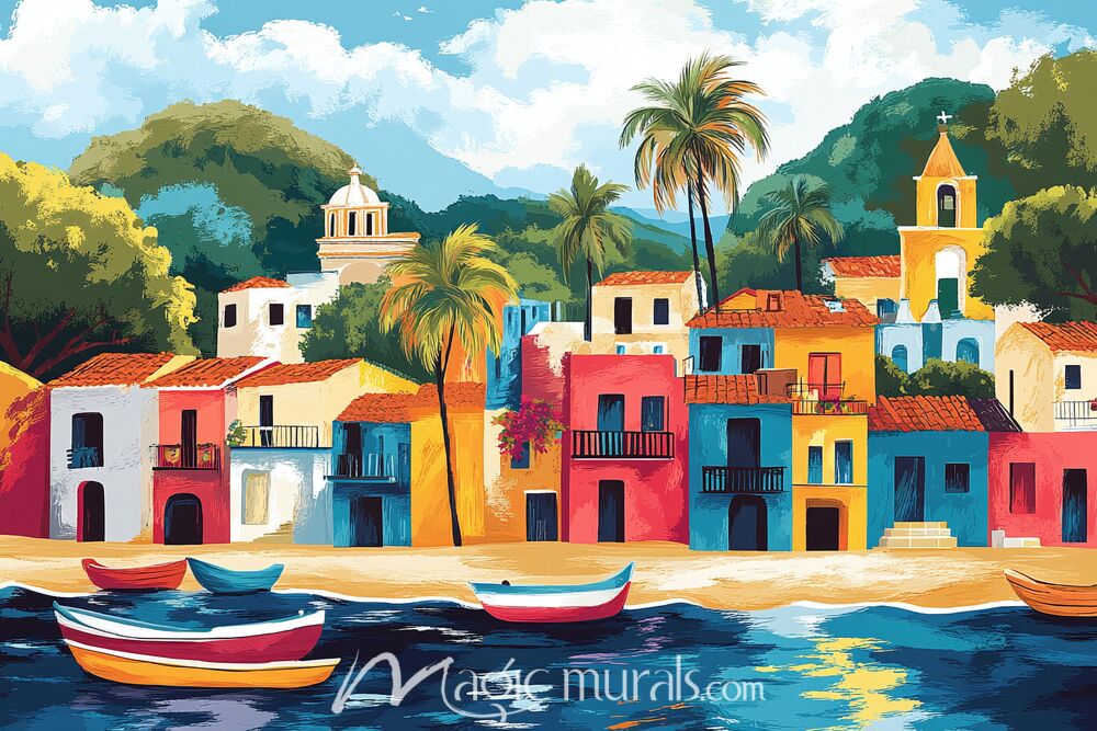 Mexican Fishing Village 0833 Wallpaper Wall Mural