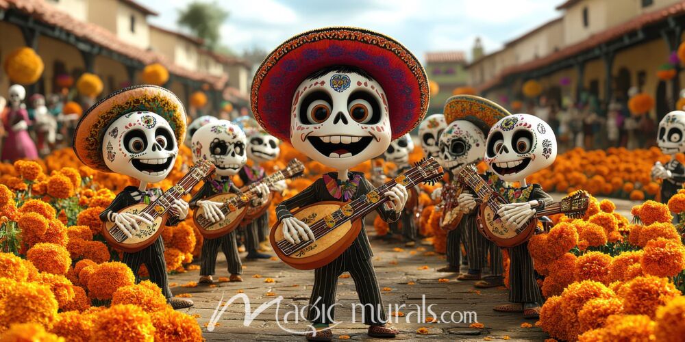 Calavera Mariachis 7420 Wallpaper Wall Mural