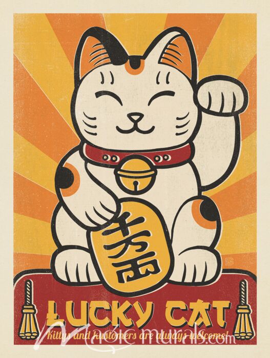 ADG Lucky Cat Wallpaper Wall Mural