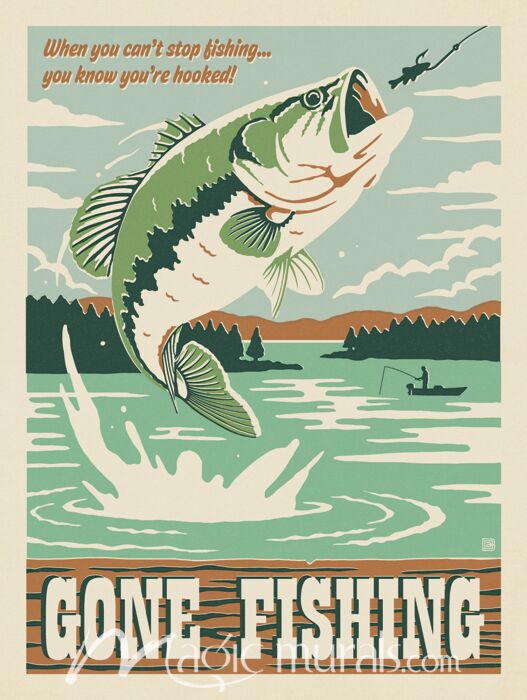 ADG Gone Fishing Wallpaper Wall Mural