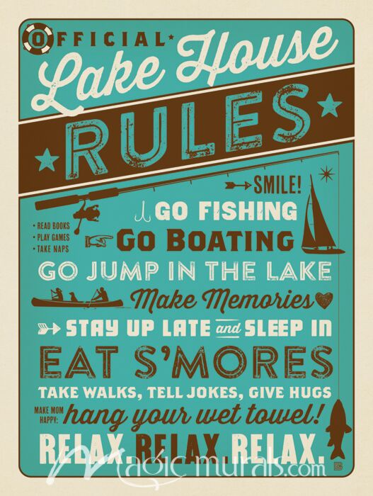 ADG Lake House Rules Wallpaper Wall Mural