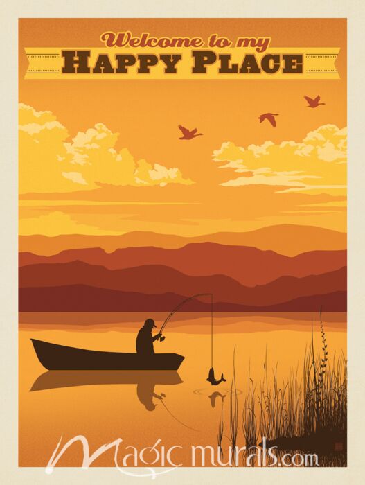 ADG Fishing Happy Place Wallpaper Wall Mural