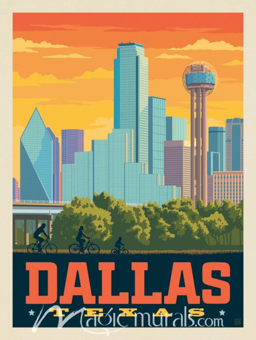 ADG Dallas Texas Skyline Wallpaper Wall Mural