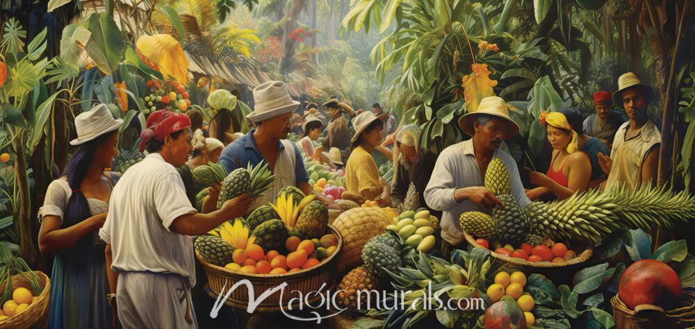 Tropical Market Hustle 3943 Wallpaper Wall Mural