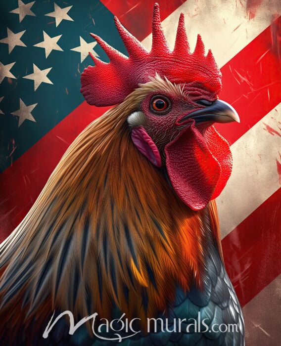 American Flag Rooster 0564 Wallpaper Wall Mural