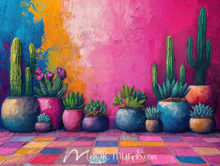 Colorful Cacti 0615 Wallpaper Wall Mural