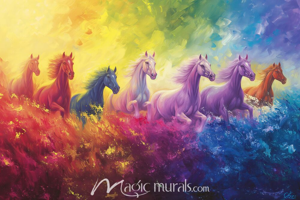 Rainbow Wild Horses 1731 Wallpaper Wall Mural