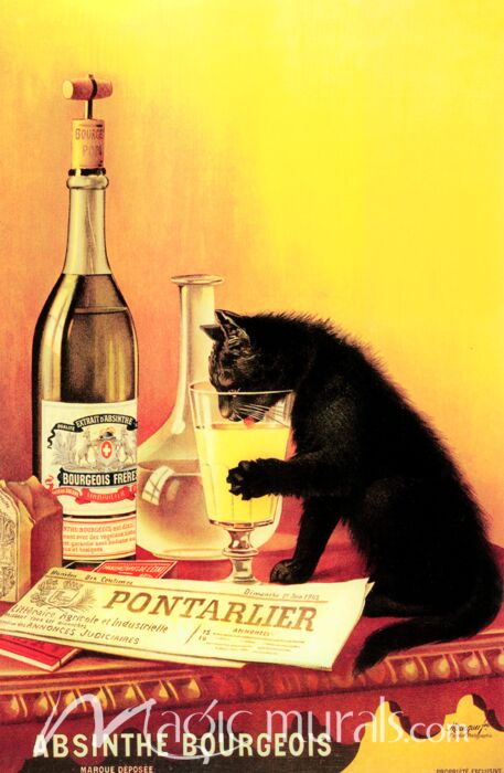 Absinthe Bourgeois Cat 6849 Wallpaper Wall Mural