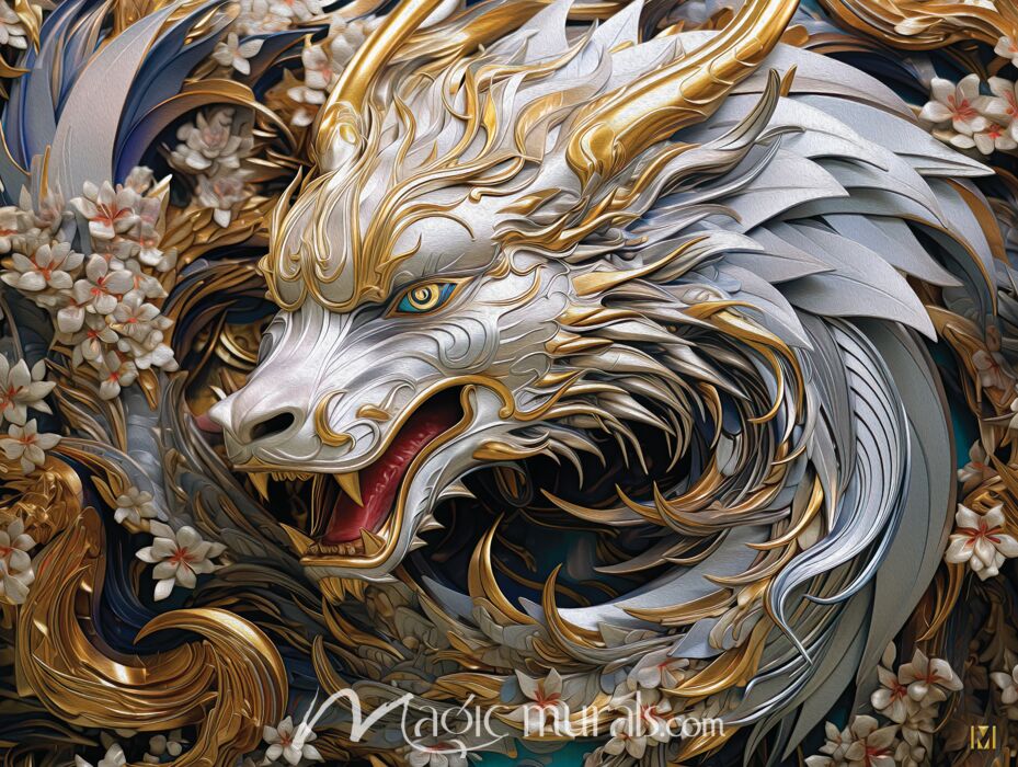 White Dragon 4195 Wallpaper Wall Mural