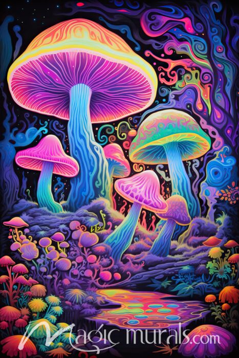 Neon Mushrooms 5749 Wallpaper Wall Mural