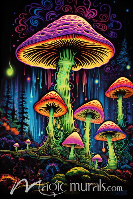 Neon Forest Mushrooms 5751 Wallpaper Wall Mural