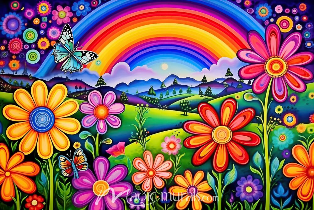 Rainbow Flowers 7000 Wallpaper Wall Mural