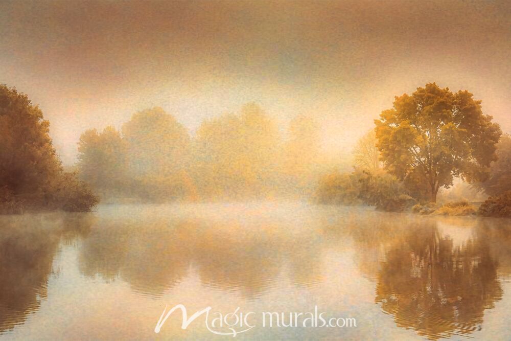 Mist Across the Lake - Schwartz Wallpaper Wall Mural