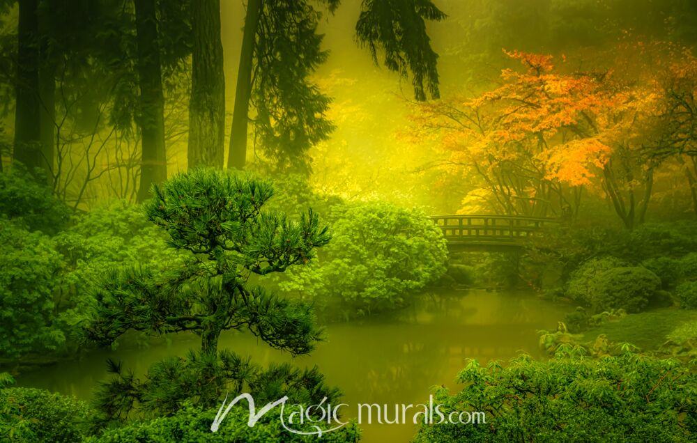 Garden in the Mist - Schwartz Wallpaper Wall Mural