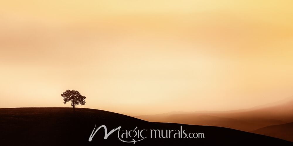 Lone Tree on a Hillside Wallpaper Wall Mural