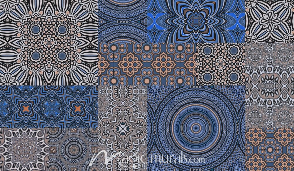 Haase Blue Retro Tiles Wallpaper Wall Mural