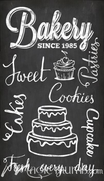 Haase Chalkboard Fresh Bakery Wallpaper Wall Mural