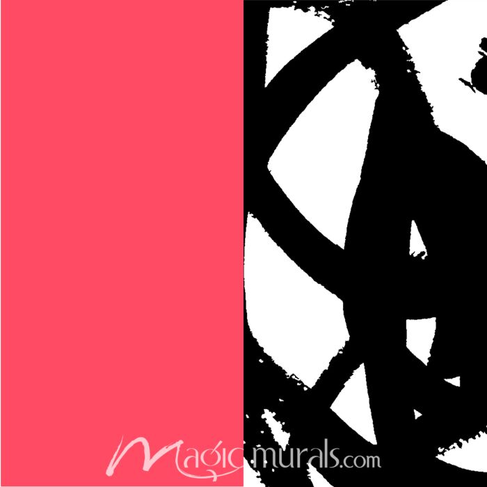 Coral Black Color Block Wallpaper Wall Mural