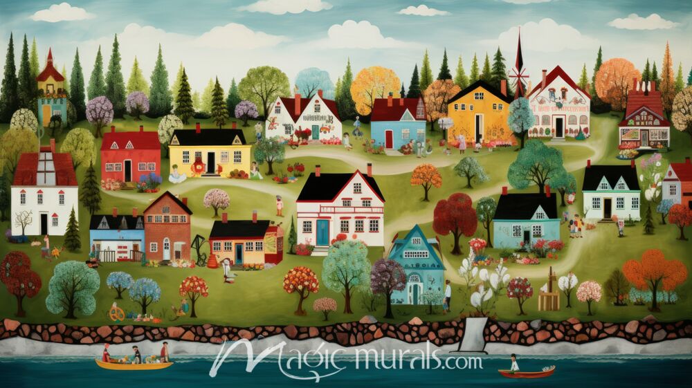 Happy Village 2 Wallpaper Wall Mural