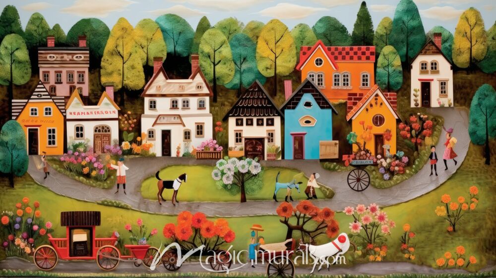 Happy Village 3 Wallpaper Wall Mural