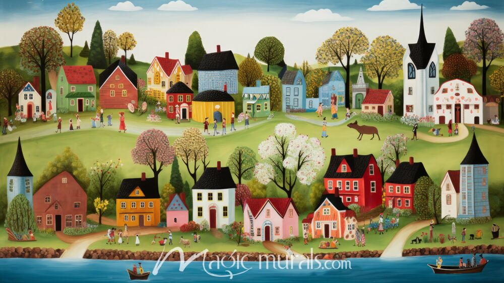 Happy Village 4 Wallpaper Wall Mural