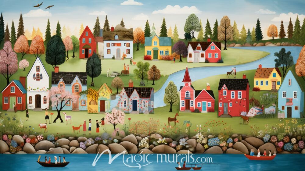 Happy Village 5 Wallpaper Wall Mural