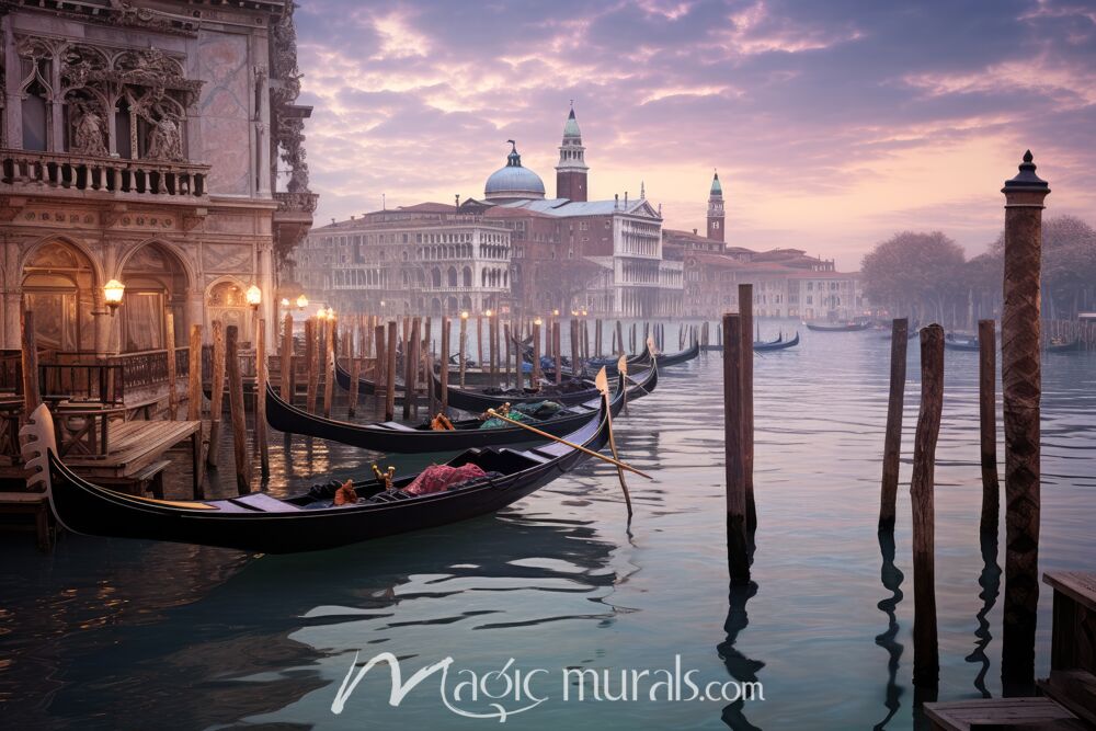 Evening Gondola Italy Wallpaper Wall Mural